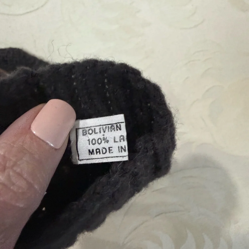 Hand Knit Bolivian Wool Mittens Fair Isle‎ Pattern Winter Gloves